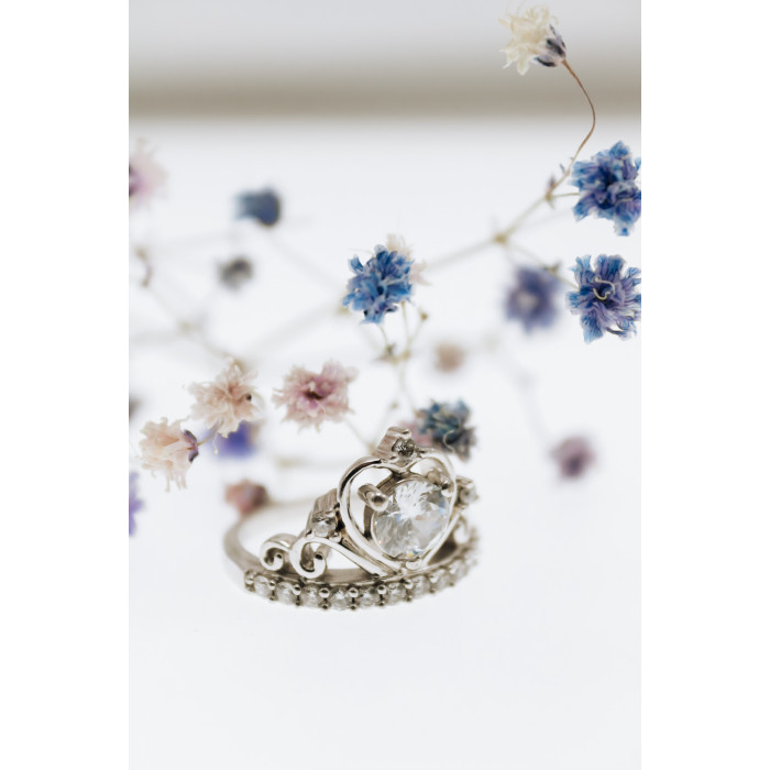 Sky Jewelry Серебряное кольцо с фианитами  Сердце королевы