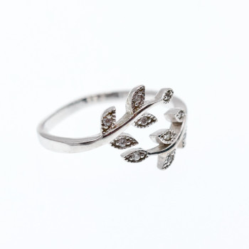 Sky Jewelry Серебряное кольцо с камнями белый топаз   Листва