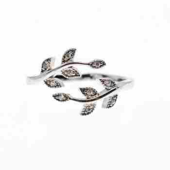Sky Jewelry Серебряное кольцо с камнями белый топаз   Листва