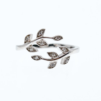 Sky Jewelry Серебряное кольцо с камнями белый топаз   Листва