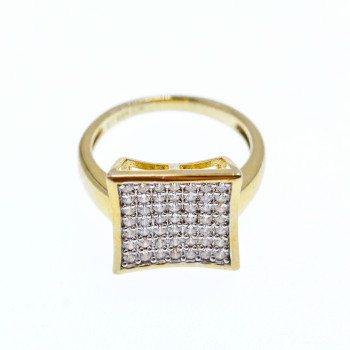 Sky Jewelry Серебряное кольцо в позолоте с фианитами