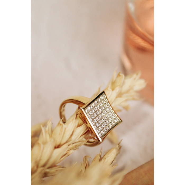 Sky Jewelry Серебряное кольцо в позолоте с фианитами