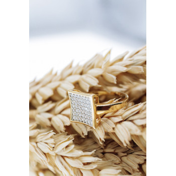 Sky Jewelry Серебряное кольцо в позолоте с фианитами