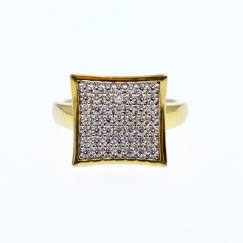 Sky Jewelry Серебряное кольцо в позолоте с фианитами