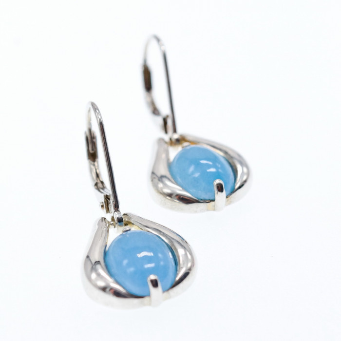Sky Jewelry Серебряные серьги с голубым агатом  Небо