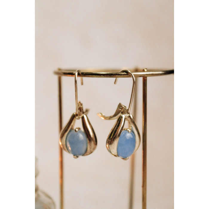 Sky Jewelry Серебряные серьги с голубым агатом  Небо