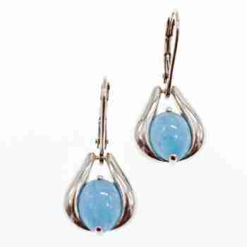 Sky Jewelry Серебряные серьги с голубым агатом  Небо