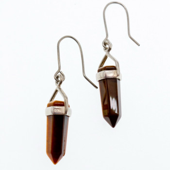 Sky Jewelry Серебряные серьги с камнем тигровый глаз