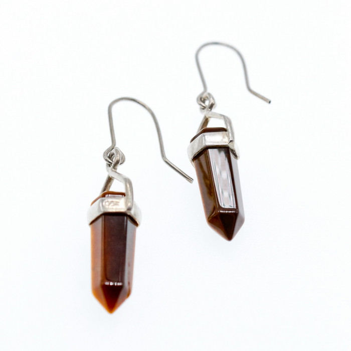 Sky Jewelry Серебряные серьги с камнем тигровый глаз