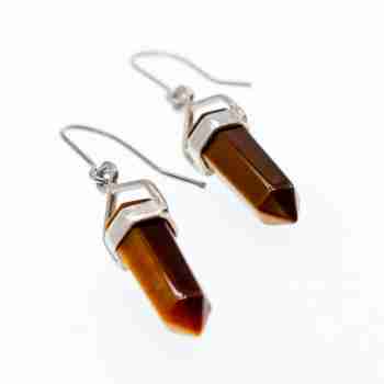 Sky Jewelry Серебряные серьги с камнем тигровый глаз