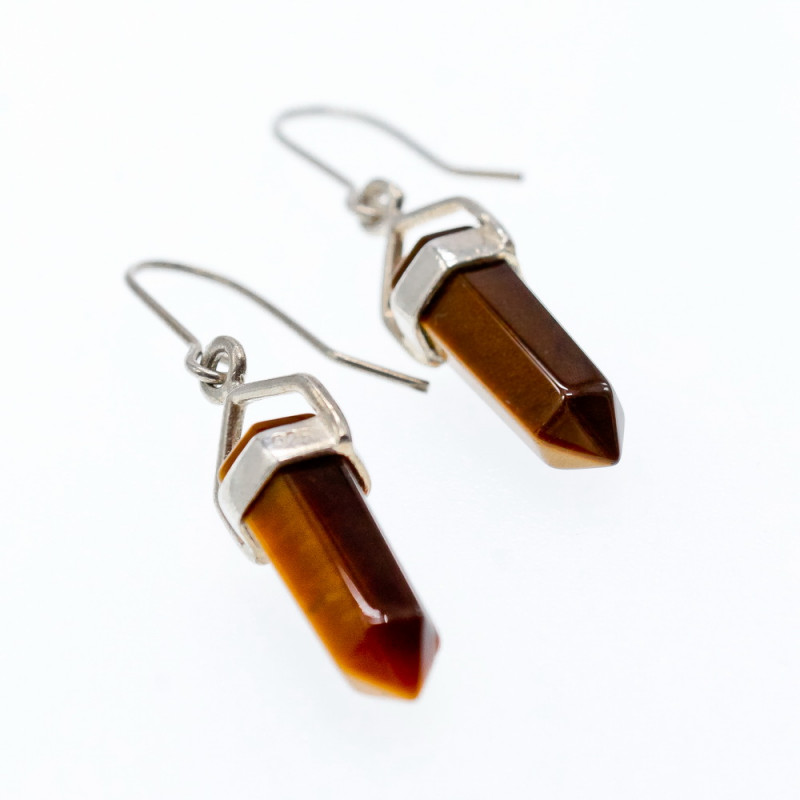 Sky Jewelry Серебряные серьги с камнем тигровый глаз