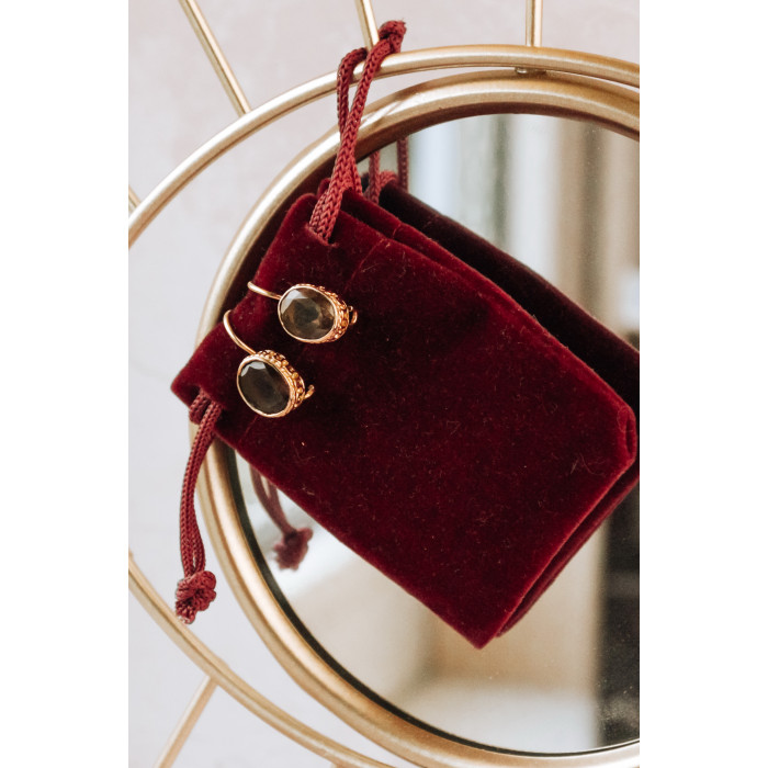 Sky Jewelry Серебряные серьги в позолоте с камнем гессонит