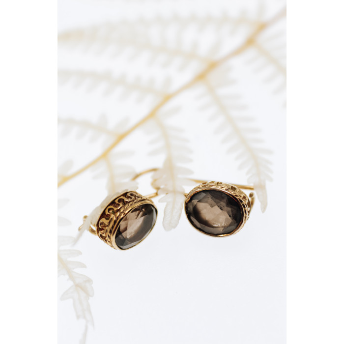 Sky Jewelry Серебряные серьги в позолоте с камнем гессонит