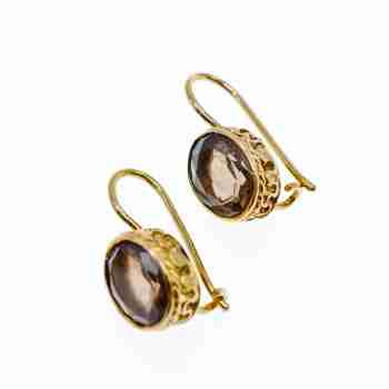 Sky Jewelry Серебряные серьги в позолоте с камнем гессонит