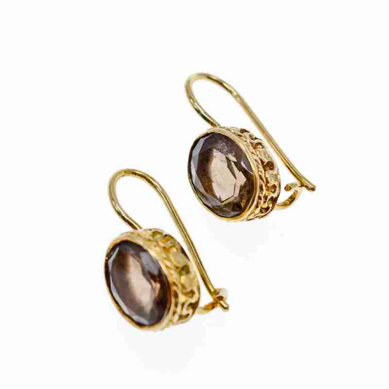 Sky Jewelry Серебряные серьги в позолоте с камнем гессонит