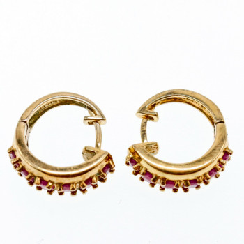 Sky Jewelry Серебряные серьги в позолоте с рубинами