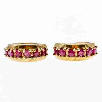 Sky Jewelry Серебряные серьги в позолоте с рубинами