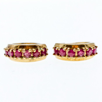 Sky Jewelry Серебряные серьги в позолоте с рубинами