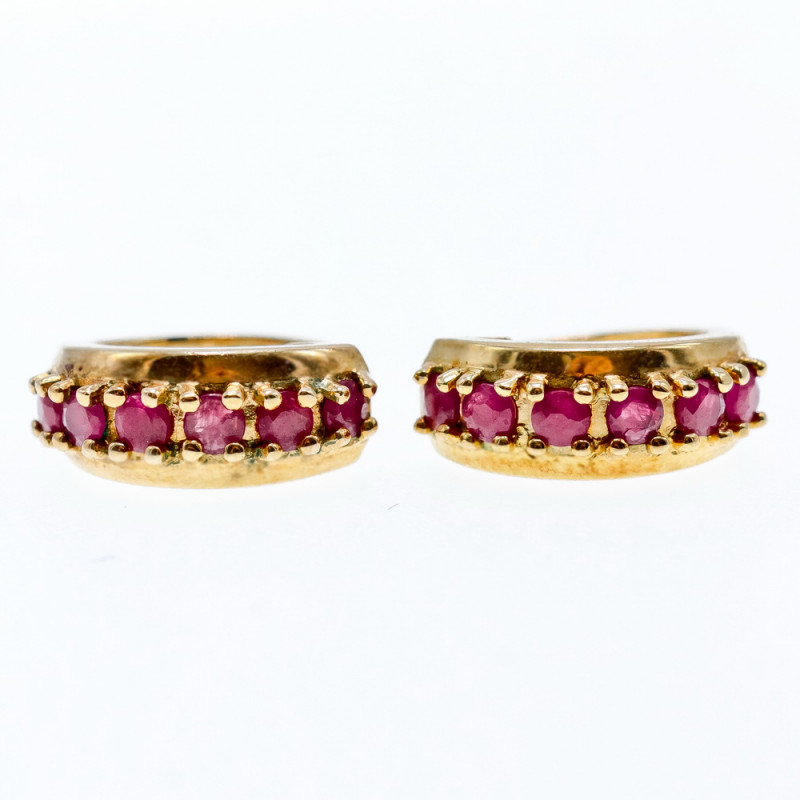 Sky Jewelry Серебряные серьги в позолоте с рубинами