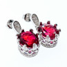 Sky Jewelry Серебряные серьги с рубеллитом и фианитами