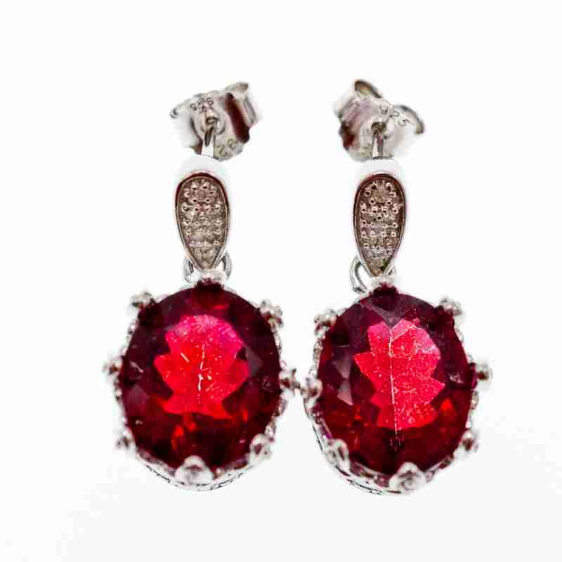 Sky Jewelry Серебряные серьги с рубеллитом и фианитами