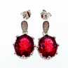 Sky Jewelry Серебряные серьги с рубеллитом и фианитами
