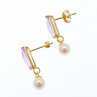Sky Jewelry Золотые серьги с аметистом и жемчугом  Настроение