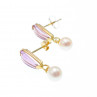 Sky Jewelry Золотые серьги с аметистом и жемчугом  Настроение