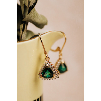 Sky Jewelry Серебряные серьги в позолоте с изумрудом