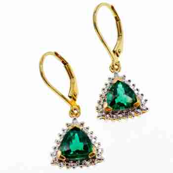 Sky Jewelry Серебряные серьги в позолоте с изумрудом