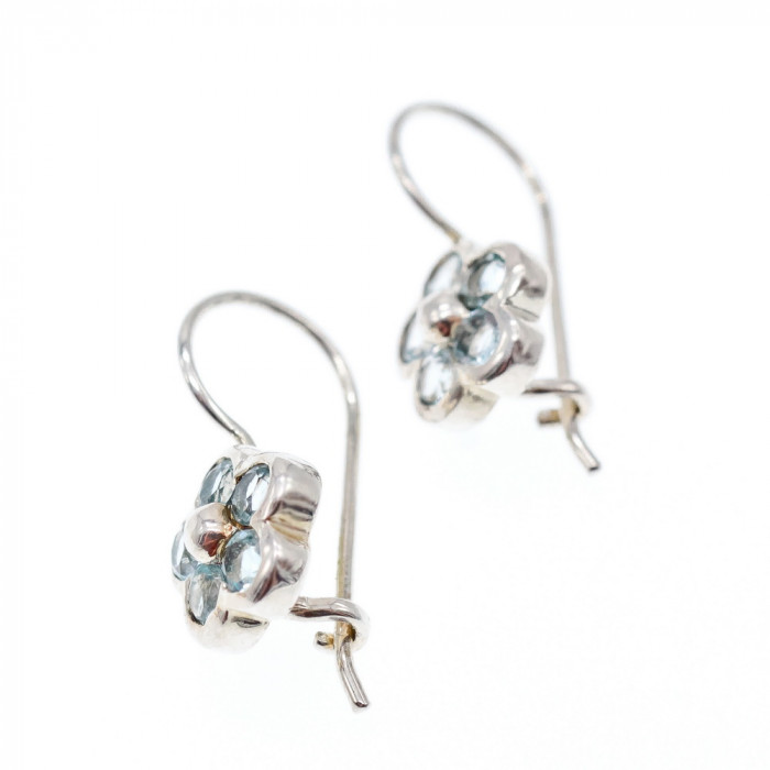 Sky Jewelry Серебряные серьги с аквамарином  Цветы