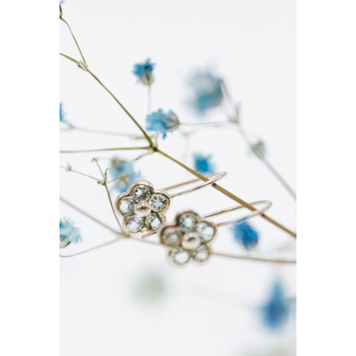Sky Jewelry Серебряные серьги с аквамарином  Цветы