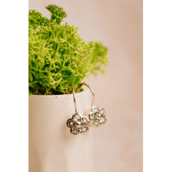 Sky Jewelry Серебряные серьги с аквамарином  Цветы