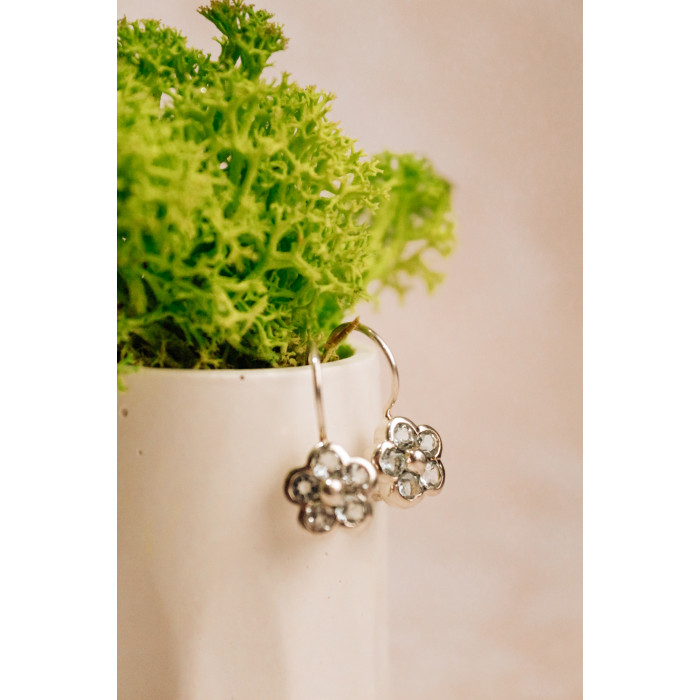 Sky Jewelry Серебряные серьги с аквамарином  Цветы