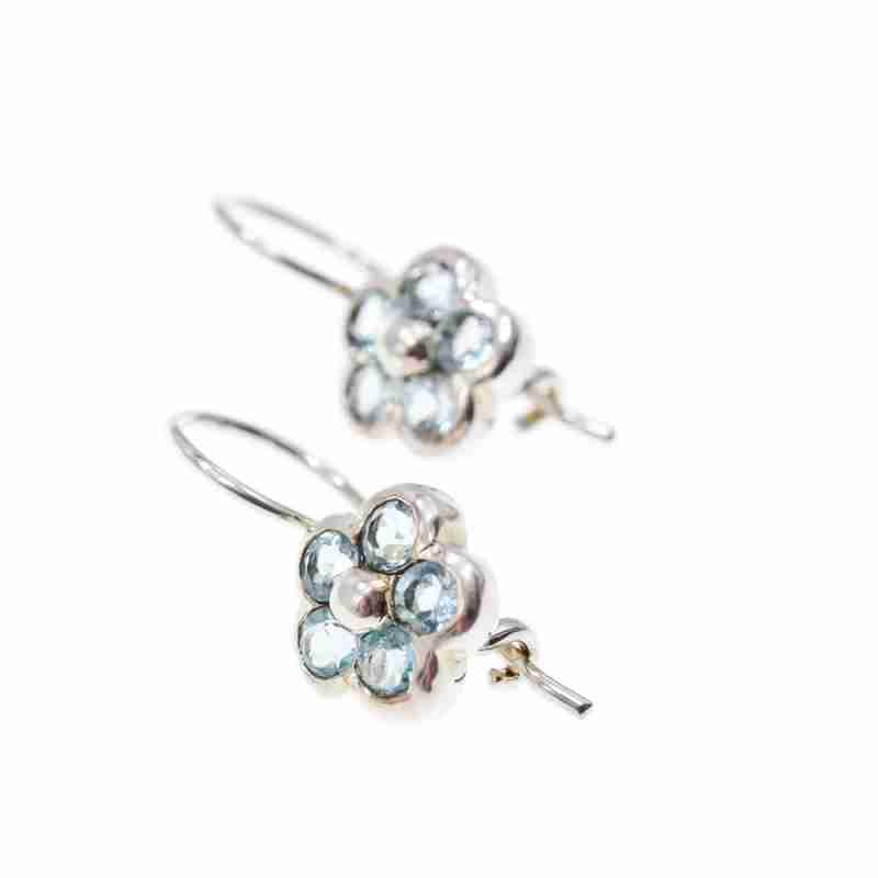 Sky Jewelry Серебряные серьги с аквамарином  Цветы