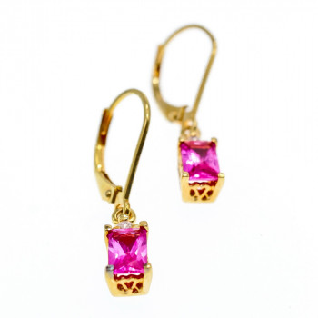 Sky Jewelry Серебряные серьги в позолоте с розовым топазом и гошенитом