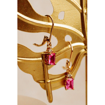 Sky Jewelry Серебряные серьги в позолоте с розовым топазом и гошенитом