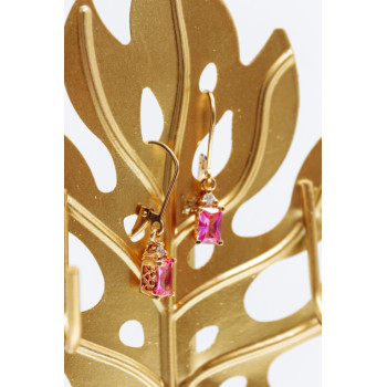 Sky Jewelry Серебряные серьги в позолоте с розовым топазом и гошенитом