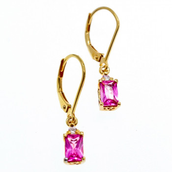 Sky Jewelry Серебряные серьги в позолоте с розовым топазом и гошенитом