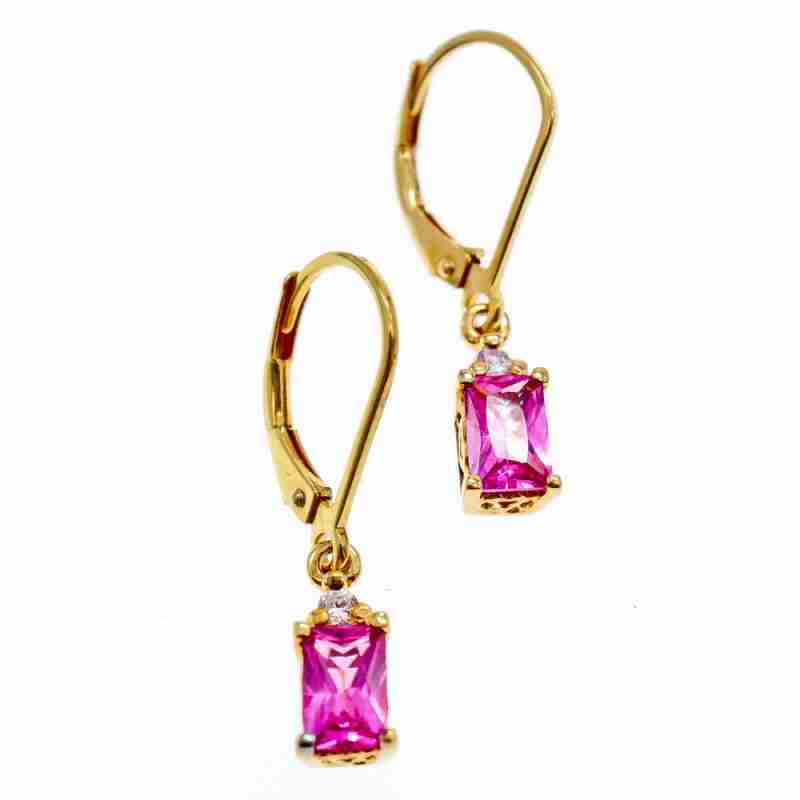 Sky Jewelry Серебряные серьги в позолоте с розовым топазом и гошенитом