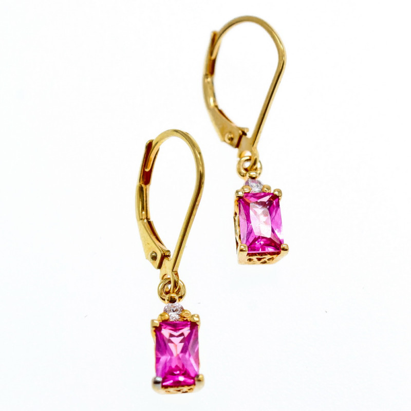 Sky Jewelry Серебряные серьги в позолоте с розовым топазом и гошенитом