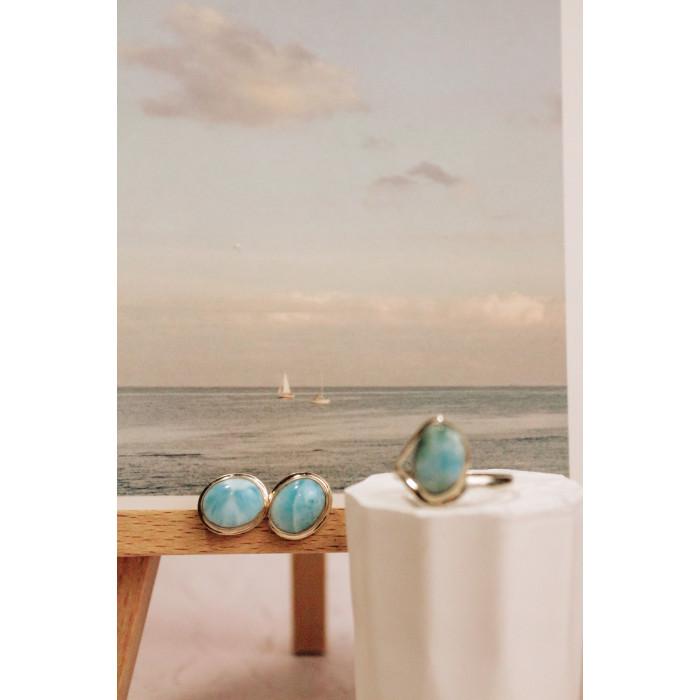 Sky Jewelry Серебряные серьги с камнем ларимар