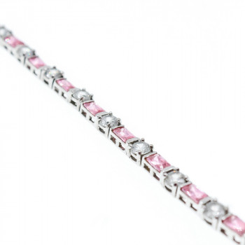 Sky Jewelry Серебряный браслет с розовой и белой шпинелью