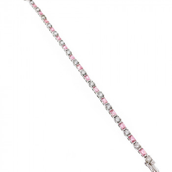 Sky Jewelry Серебряный браслет с розовой и белой шпинелью