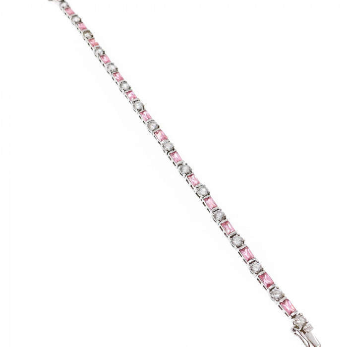 Sky Jewelry Серебряный браслет с розовой и белой шпинелью