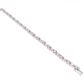 Sky Jewelry Серебряный браслет с розовой и белой шпинелью