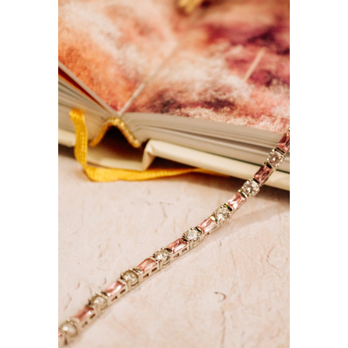 Sky Jewelry Серебряный браслет с розовой и белой шпинелью