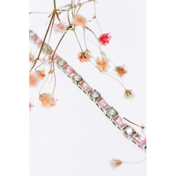 Sky Jewelry Серебряный браслет с розовой и белой шпинелью