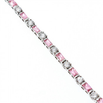 Sky Jewelry Серебряный браслет с розовой и белой шпинелью