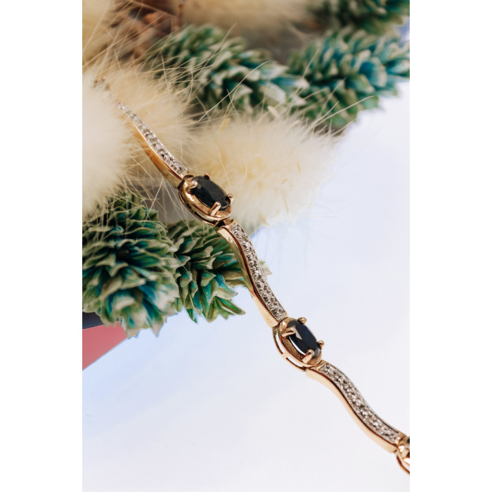 Sky Jewelry Серебряный браслет в позолоте с сапфирами